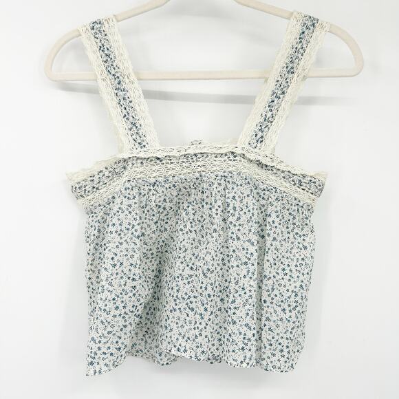 Doen Womens Cottagecore Prairie Sonora Organic Cotton Lace Ditsy Floral Top XS - Picture 9 of 9
